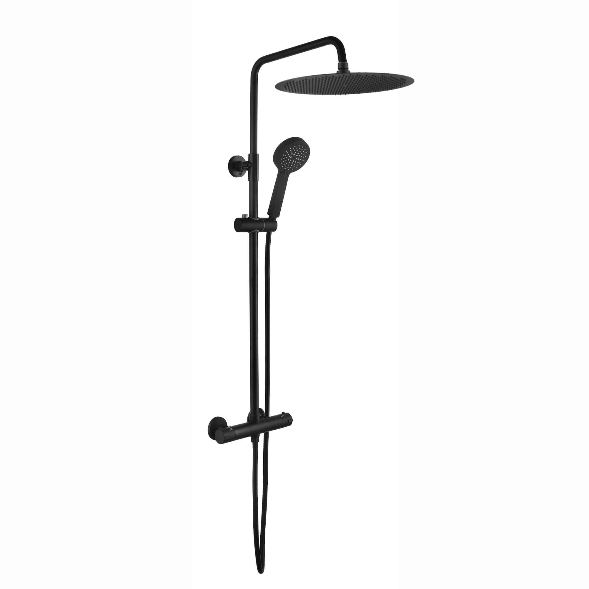 Buy Dune round thermostatic shower set 400mm head & handheld - matt black Online UK | HOUSE OF ENKI